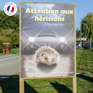 panneau routier hérissons sensibilisation - association greenminded - boutique