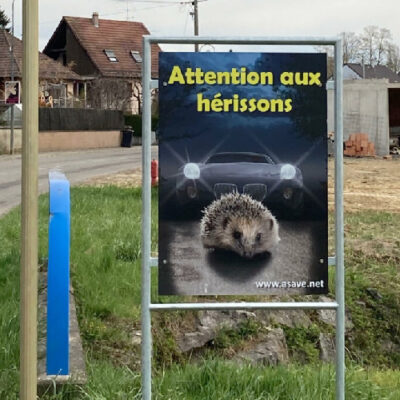 panneau routier hérissons sensibilisation - association greenminded - boutique